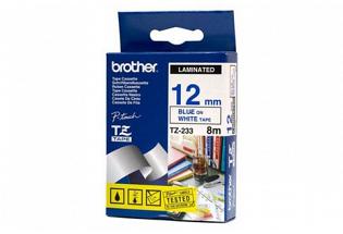 Brother PT-9500PC Laminated Blue on White Tape - 12mm x 8m (Genuine)