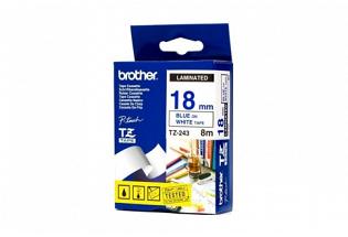 Brother PT-9500PC Laminated Blue on White Tape - 18mm x 8m (Genuine)