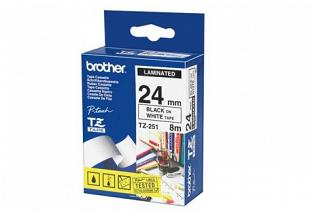 Brother PT-9500PC Laminated Black on White Tape - 24mm x 8m (Genuine)