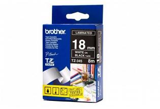 Brother TZ345 Laminated White on Black Tape - 18mm x 8m (Genuine)