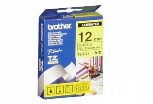 Brother PT-9500PC Laminated Black on Yellow Tape - 12mm x 5m (Genuine)